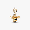 Bee 14k gold-plated dangle with black and sulphur yellow crystal, clear cubic zirconia and black enamel 762672C01 (High Resolution)