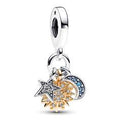 Celestial sterling silver and 14k gold-plated triple dangle with night blue crystal and clear cubic zirconia 762676C01