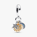 Celestial sterling silver and 14k gold-plated triple dangle with night blue crystal and clear cubic zirconia 762676C01 (High Resolution)