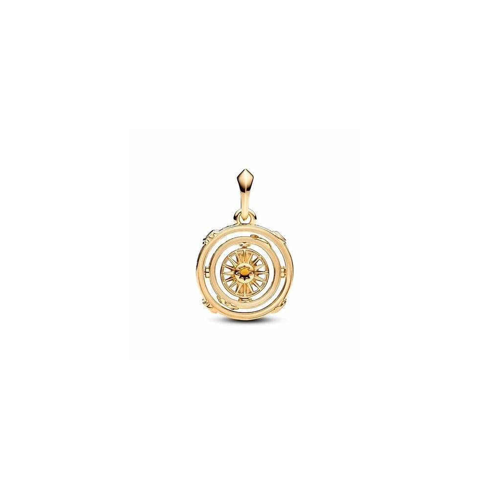 Project House spinning Astrolabe 14k gold-plated dangle with honey coloured crystal and clear cubic zirconia 762971C01 (High Resolution)