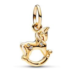 Rocking unicorn 14k gold-plated dangle with clear cubic zirconia and shimmering white enamel 762978C01