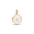Horseshoe 14k gold-plated medallion with shimmering white enamel 763047C01 (High Resolution)
