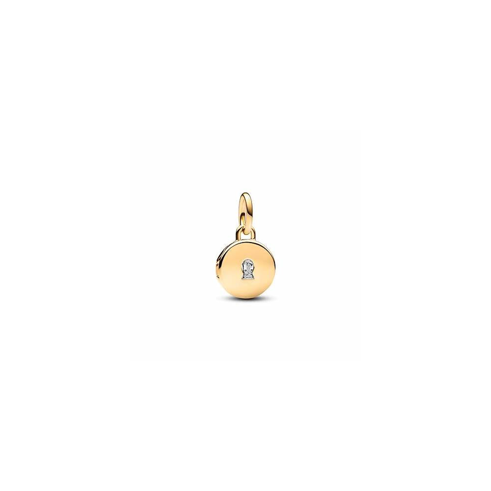Key hole engravable locket 14k gold-plated dangle with clear cubic zirconia 763066C01 (High Resolution)