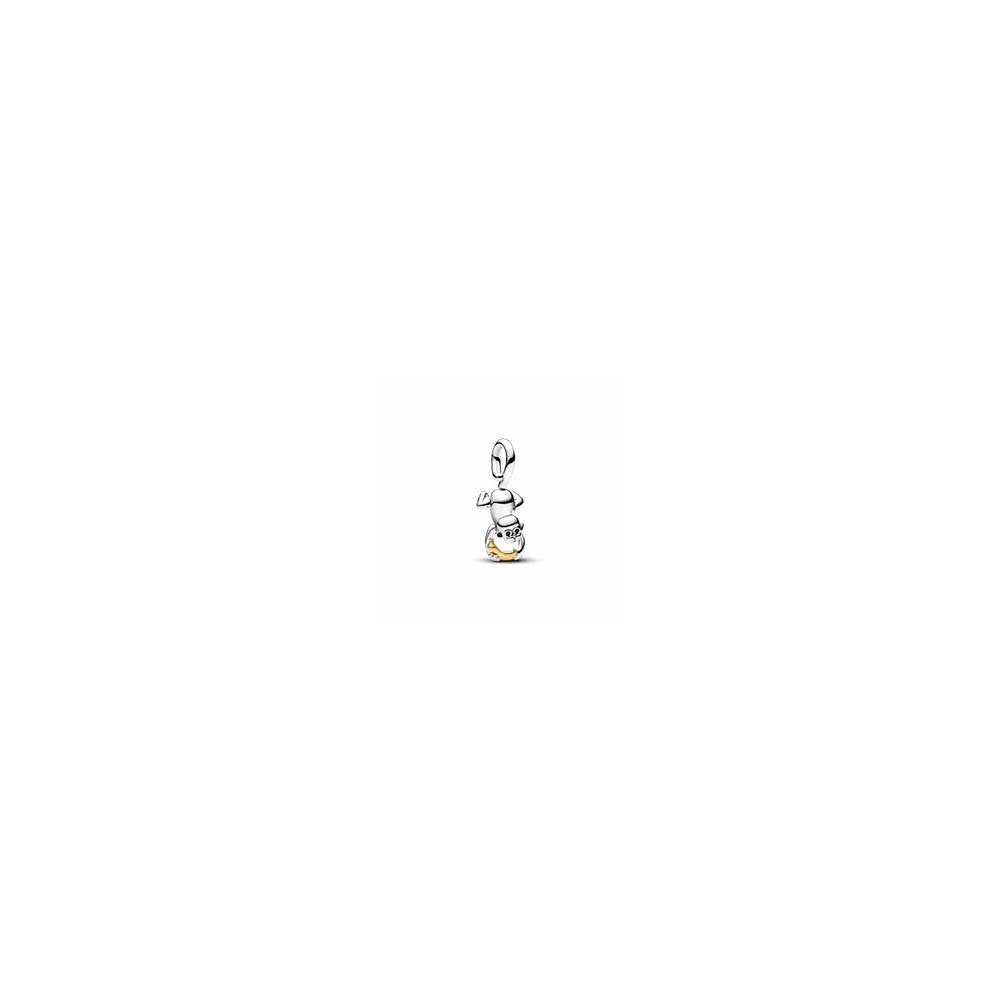 Movable monkey sterling silver and 14k gold-plated dangle with black crystal and clear cubic zirconia 763343C01 (High Resolution)