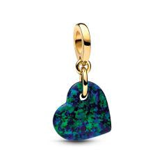 Heart 14k gold-plated dangle with green blue lab-created opal 763348C01