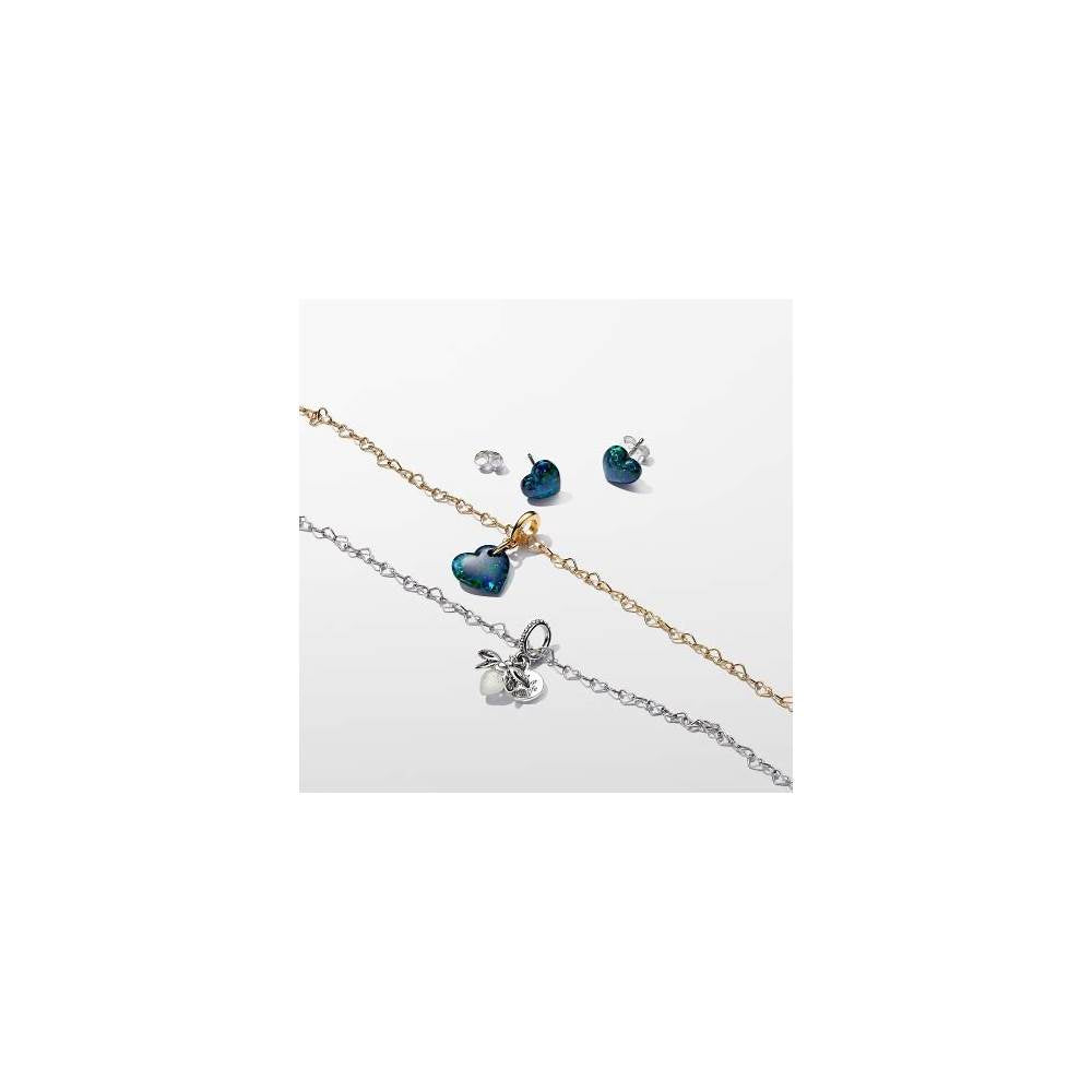 Heart 14k gold-plated dangle with green blue lab-created opal 763348C01 (High Resolution)