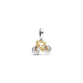Moveable bike sterling silver and 14k gold-plated dangle with clear cubic zirconia 763354C01 (High Resolution)