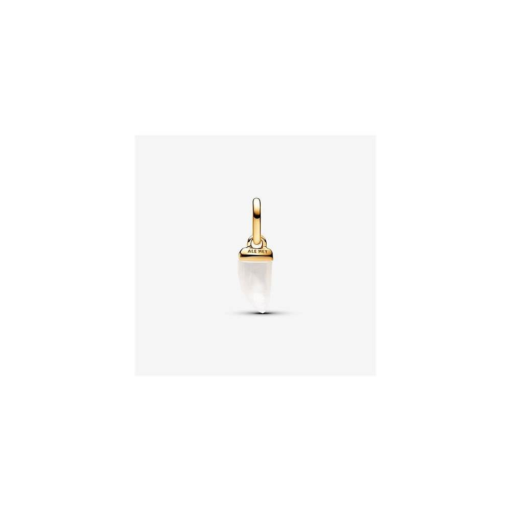 Shark tooth 14k gold-plated mini dangle with white bioresin man-made mother of pearl 763373C01 (High Resolution)