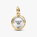 Bee sterling silver and 14k gold-plated medallion with clear cubic zirconia 763417C01 (High Resolution)