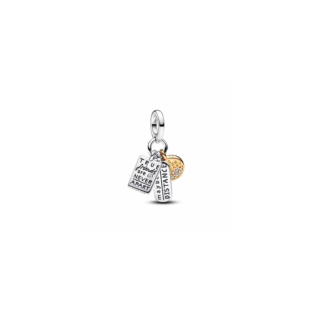 Friendship sterling silver and 14k gold-plated dangle with clear cubic zirconia 763436C01 (High Resolution)