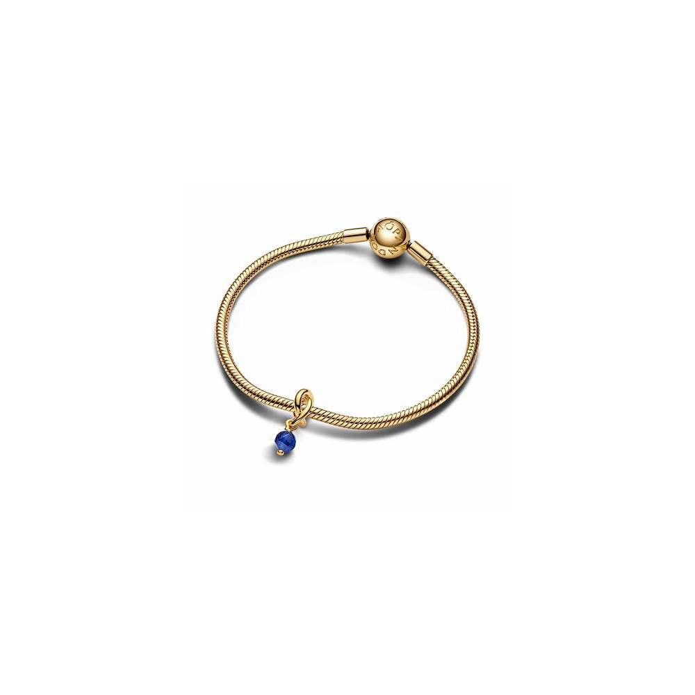 14k Gold-plated dangle with princess blue crystal 763462C09 (High Resolution)