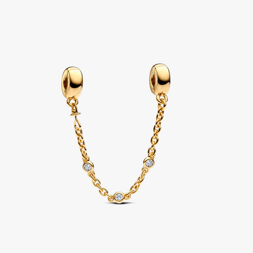 14k Gold-plated safety chain clip with clear cubic zirconia and silicone 763515C01-05 (High Resolution)