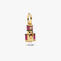 Nutcracker 14k gold-plated dangle with clear cubic zirconia, glittery pink, black and white enamel 763583C01 (High Resolution)