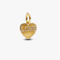 Engravable love heart 14k gold-plated dangle with clear cubic zirconia 763604C01 (High Resolution)