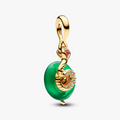 Snake 14k gold-plated dangle with red, clear cubic zirconia and green Murano glass 763617C01 (High Resolution)