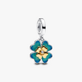 Spinnable clover sterling silver and 14k gold-plated dangle with 0.01 ct TW G-J VS+ round brilliant very good cut lab-grown diamond and gree 763624C01 (High Resolution)
