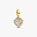 Heart sterling silver and 14k gold-plated double dangle with clear cubic zirconia and transparent enamel 763765C01 (High Resolution)