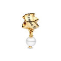 Bonus mom 14k gold-plated dangle with white treated freshwater cultured pearl and black enamel 763784C01