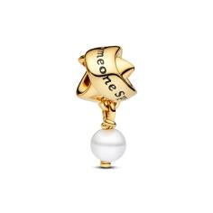 Bonus mom 14k gold-plated dangle with white treated freshwater cultured pearl and black enamel 763784C01