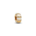 14k gold-plated clip with clear cubic zirconia, shimmering white enamel and silicone grip 763785C01