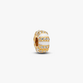 14k gold-plated clip with clear cubic zirconia, shimmering white enamel and silicone grip 763785C01 (High Resolution)
