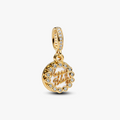Happy Bday 14k gold-plated dangle with white bioresin man-made mother of pearl and clear cubic zirconia 763787C01 (High Resolution)