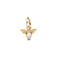Bee 14k gold-plated mini dangle with white bioresin man-made mother of pearl 763826C01