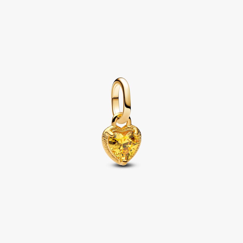 Heart 14k gold-plated mini dangle with yellow cubic zirconia 763862C01 (High Resolution)