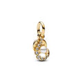 Hook 14k gold-plated double dangle with white lacquered artificial pearl and clear cubic zirconia 763891C01
