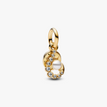 Hook 14k gold-plated double dangle with white lacquered artificial pearl and clear cubic zirconia 763891C01 (High Resolution)