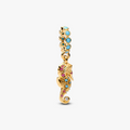 Seahorse 14k gold-plated dangle with clear cubic zirconia, capri blue crystal and phlox pink crystal 763895C01 (High Resolution)