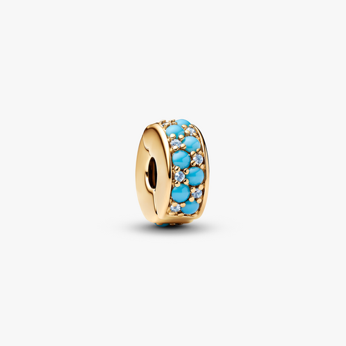 14k gold-plated clip with icy blue and capri blue crystal and silicone grip 763902C01 (High Resolution)