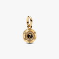 Casino token 14k gold-plated dangle with clear cubic zirconia and black enamel 763920C01 (High Resolution)