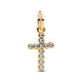 Cross 14k gold-plated dangle with clear cubic zirconia 764063C01