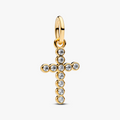 Cross 14k gold-plated dangle with clear cubic zirconia 764063C01 (High Resolution)