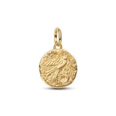 Swallow 14k gold-plated medallion with clear cubic zirconia 764082C01