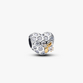 Honeycomb heart sterling silver and 14k gold-plate (High Resolution)