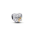 Honeycomb heart sterling silver and 14k gold-plate