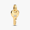 Key 14k gold-plated dangle with clear cubic zircon (High Resolution)