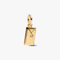 Engravable openable envelope 14k gold-plated dangle with clear cubic zirconia 764421C01 (High Resolution)