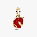 Horse 14k gold-plated dangle with red Murano glass (High Resolution)