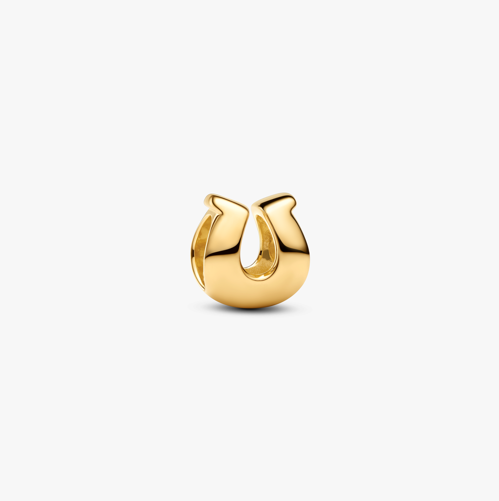 Horse shoe 14k gold-plated mini charm (High Resolution)