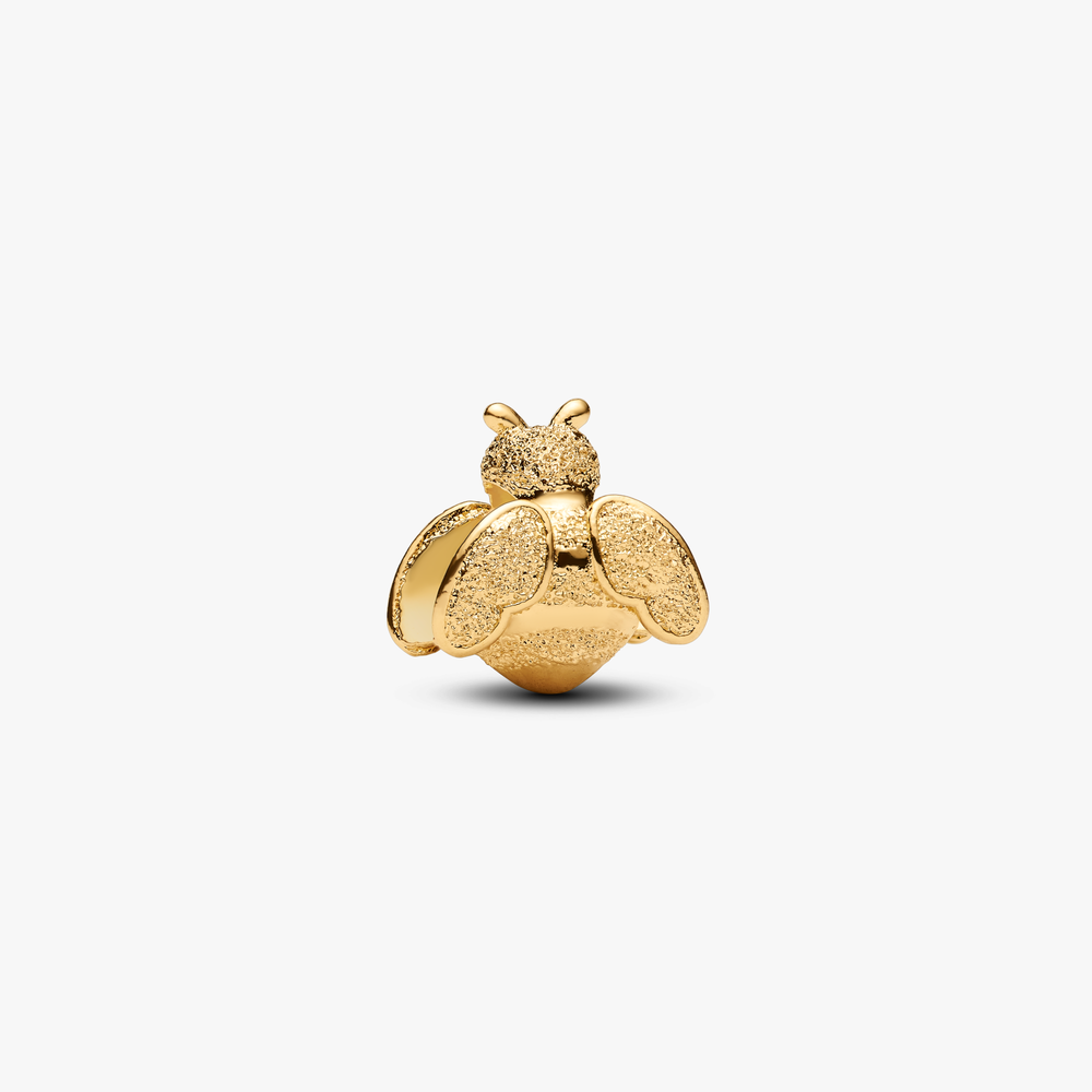 Textured bee 14k gold-plated mini charm (High Resolution)
