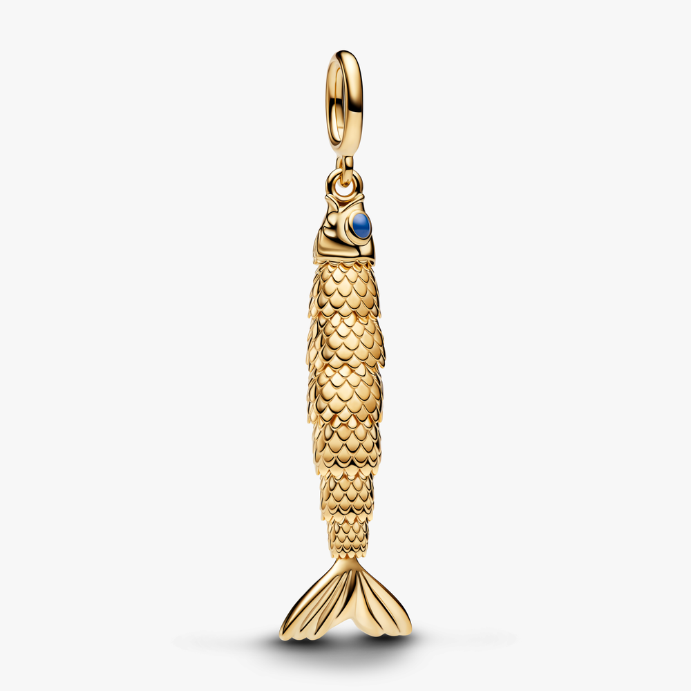 Articulated fish 14k gold-plated dangle with blue  764686C01 (High Resolution)