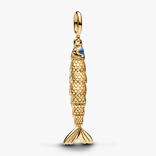 Articulated fish 14k gold-plated dangle with blue  764686C01 (High Resolution)