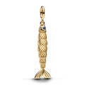 Articulated fish 14k gold-plated dangle with blue  764686C01