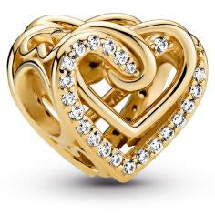Heart 14k gold-plated charm with clear c 769270C01