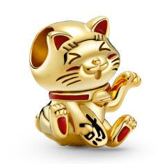 Fortune cat Pandora Shine charm with red and black enamel 769271C01