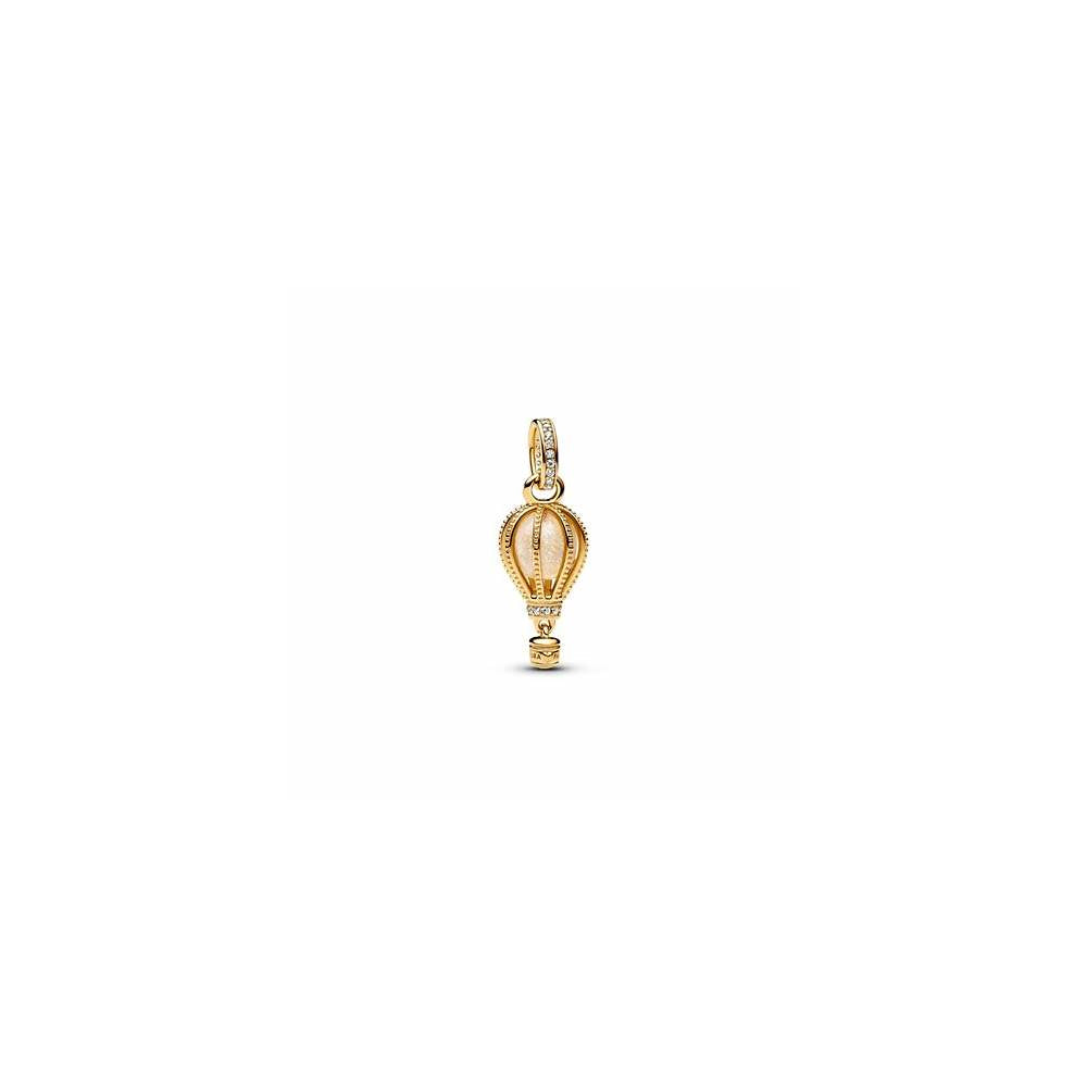 Air balloon 14k gold-plated dangle with glittery transparent Murano glass and clear cubic zirconia 769434C01 (High Resolution)