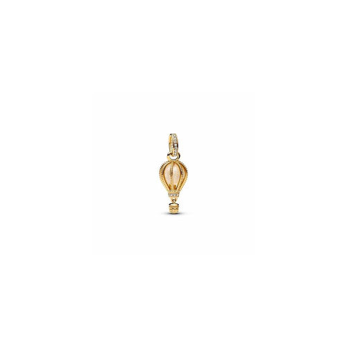Air balloon 14k gold-plated dangle with glittery transparent Murano glass and clear cubic zirconia 769434C01 (High Resolution)